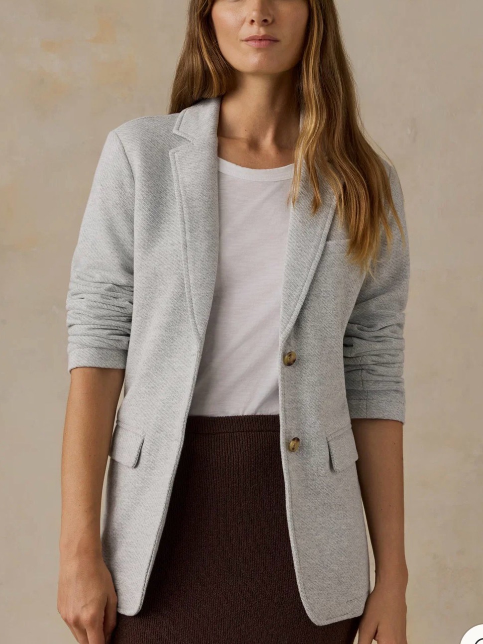 Faherty Inlet Knit Blazer Organic Cotton Sweatshirt Jacket Heather Grey